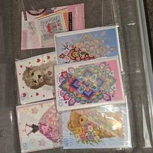 Set Of 5 Diamond Dotz Greeting Cards And 1 Cross Stitch Patern